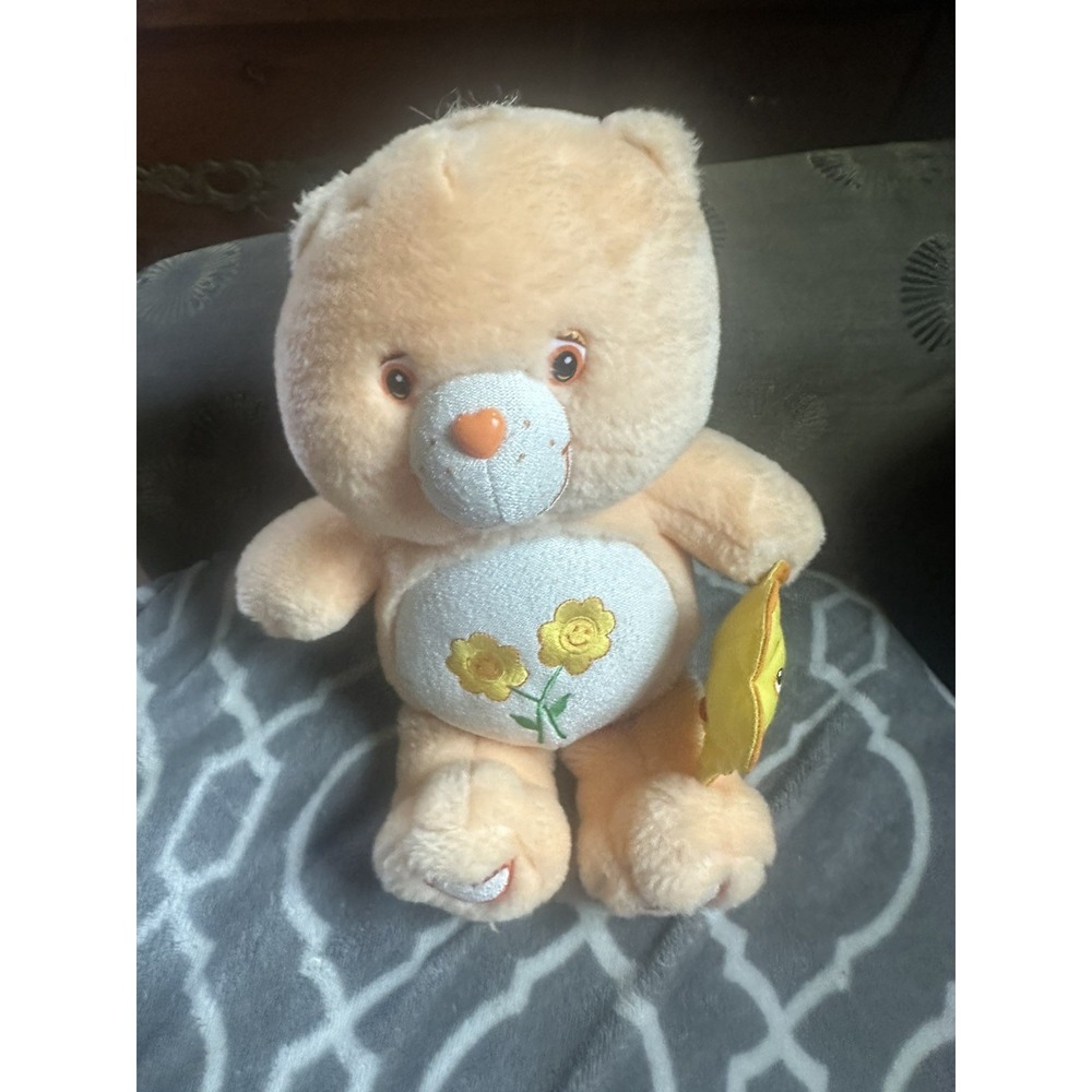 Vintage 2002 Care Bear FRIEND Peachy Orange Color Sunflowers